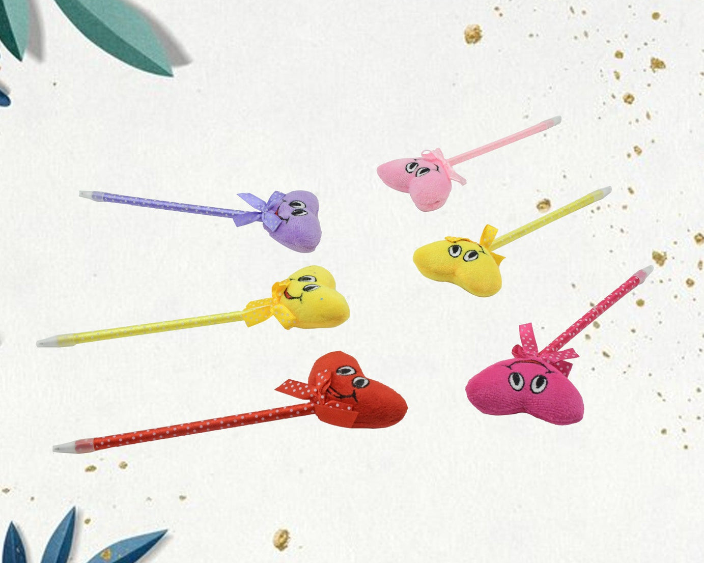 Cute Cartoon Shape & Heart Design Facy Writting Pen Attached Rattle | Ball Pen Smooth Writing For Wedding , Events & Multiuse Pen  Best Pen l Use for Kids (12 Pcs Set Mix Design & Color)