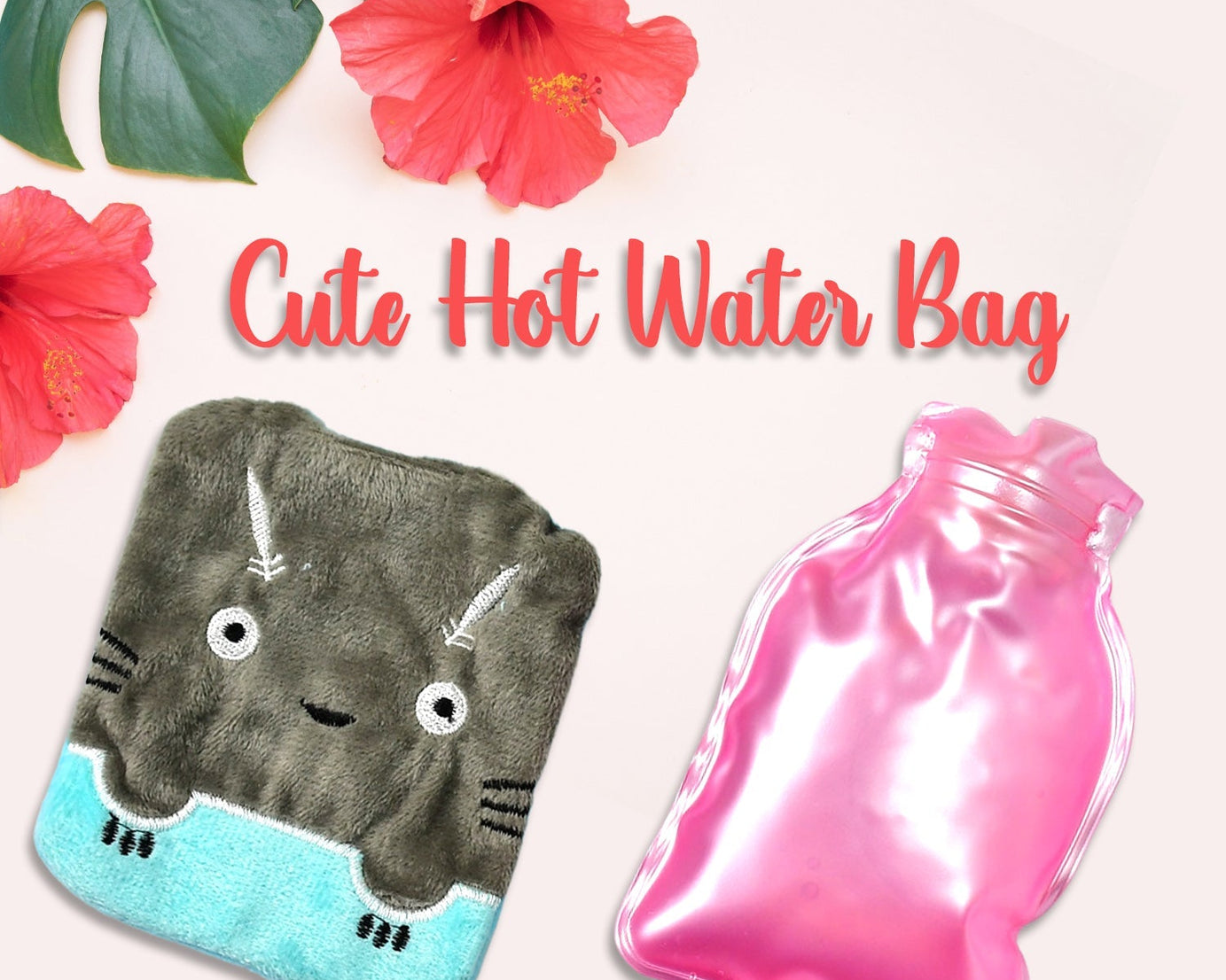 6528 Grey Cat Print small Hot Water Bag with Cover for Pain Relief, Neck, Shoulder Pain and Hand, Feet Warmer, Menstrual Cramps.