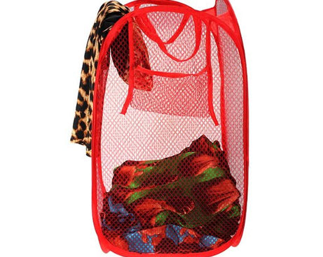 Mesh fabric laundry basket for ventilation