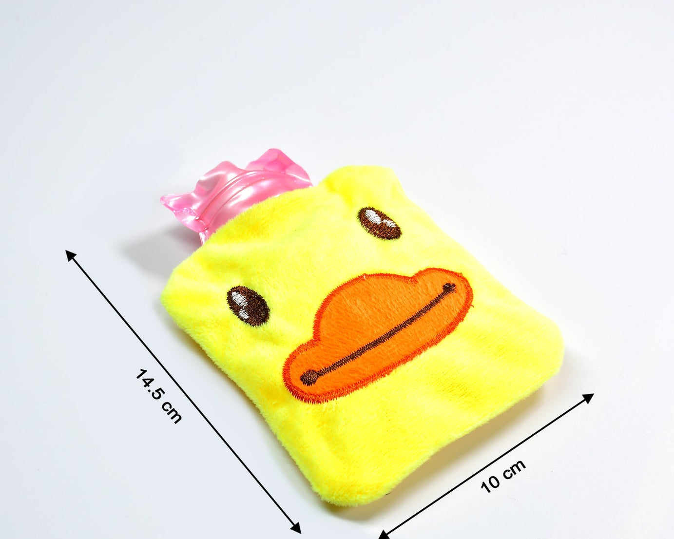 Yellow duck hot water bag designed for neck, shoulder, and menstrual pain