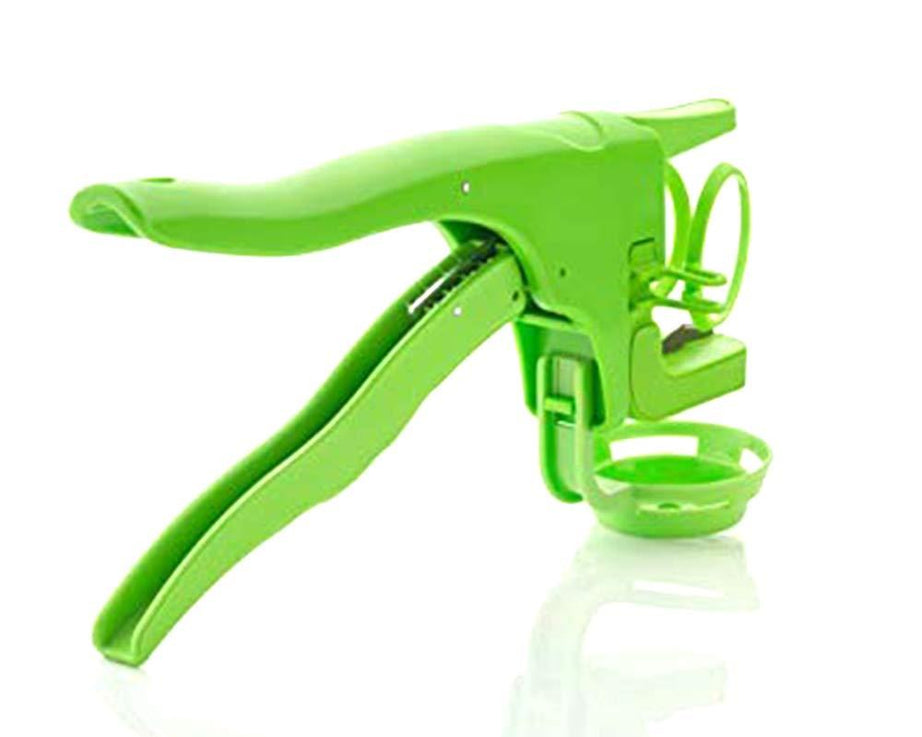Handheld egg cracker with separator.