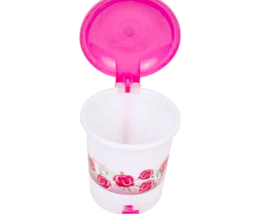 Plastic desk dustbin with pedal, perfect for small spaces and offices.