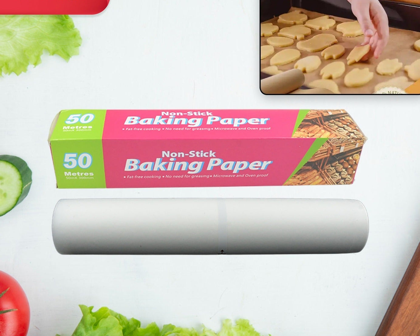 Non Stick Microwave & Oven Proof Parchment Paper/ Baking Paper/ Food Wraping Paper, Easy to Tear, Easy to Clean, for Grilling, Cooking, deep Fryer, White