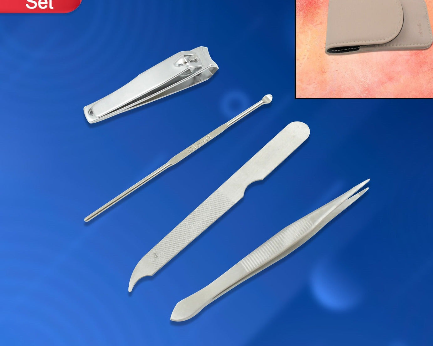 4-in-1 Nail Clipper Kit: Stainless Steel Tools, Manicure Set (Travel Case)