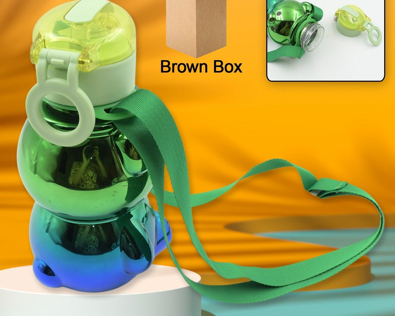 Cute Plastic Water Bottle, with adjustable shoulder strap and stickers, portable drinking cup Water Bottle For Kids | Water Bottle | Return Gift For Kids | Water Bottle With Straw | School Water Bottle (1 Pc)