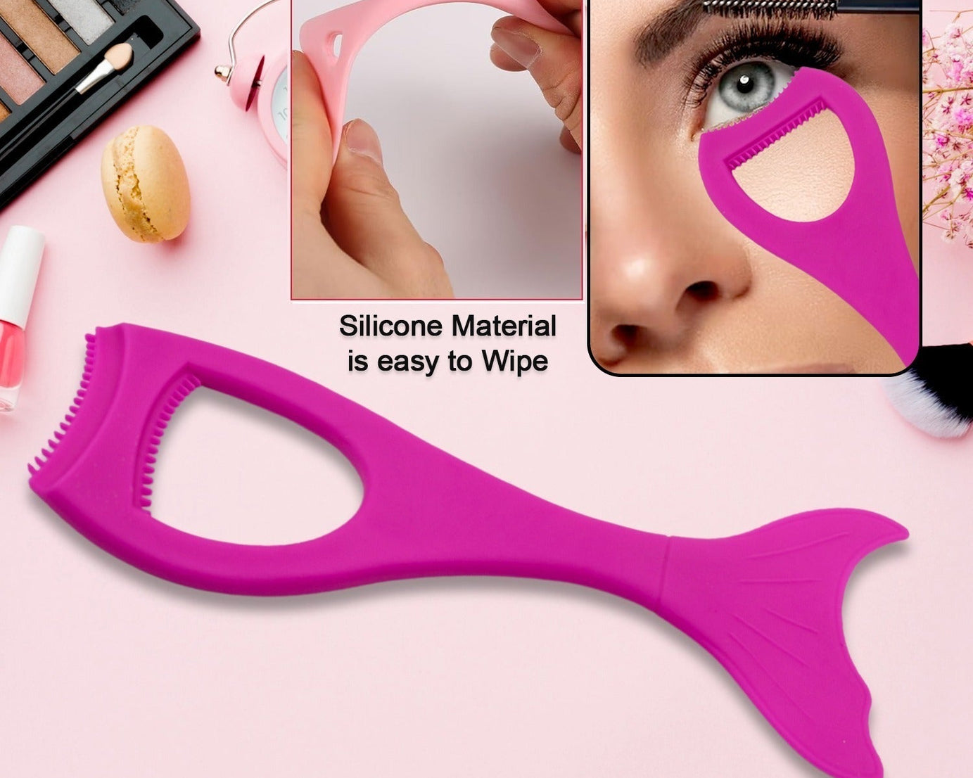 12628 Multifunctional Easy To Clean Curved Silicone Eyeliner Stencils Wing Tips Quick Reusable for Makeup Tool for Beginners, Eyelashes Brush Curler Comb Eye Makeup Tool Female Supply (1 Pc)