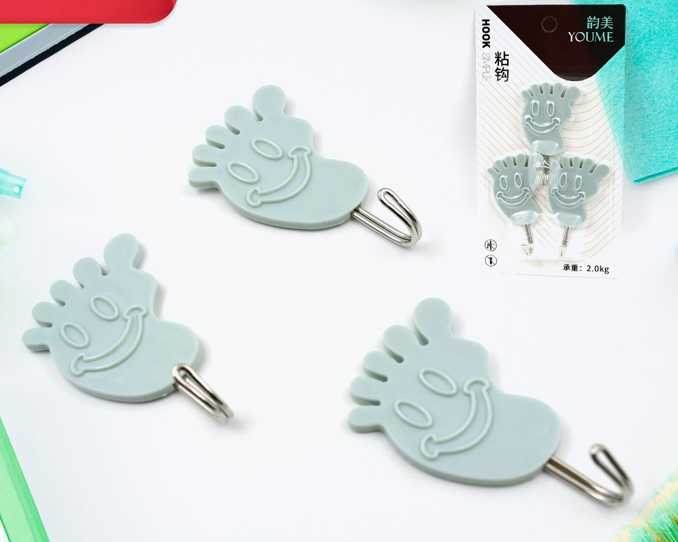 Multipurpose Strong Hook Self-Adhesive hooks for wall Heavy Plastic Hook, Sticky Hook Household For Home, Decorative Hooks, Bathroom & All Type Wall Use Hook, Suitable for Bathroom, Kitchen, Office