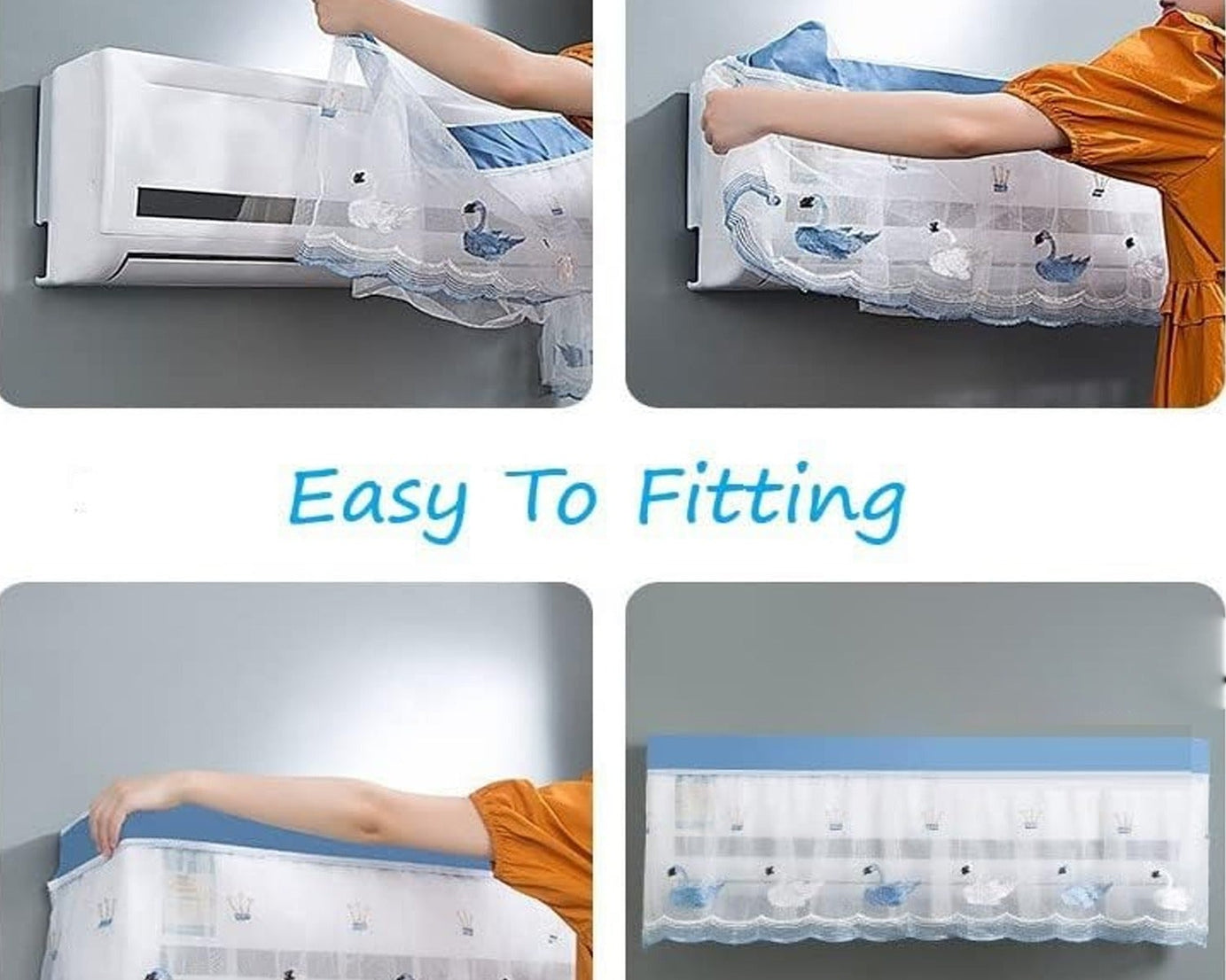 Ac Cover Air Conditioning Dust Cover Folding Designer Ac Cover For Indoor Split Cover Washable Foldable Dustproof Cover  ( approx 1 Ton / Mix Design / 1 Pc) (ac curtain)