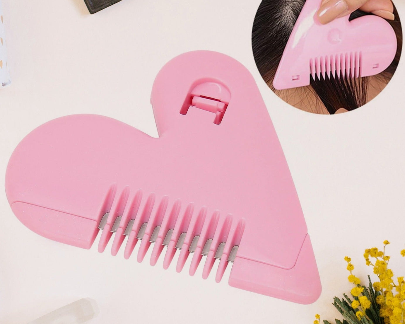 0361 Heart Shape Plastic Hair Cutting Scissors for Baby Girls Lightweight Portable Hair Thinning Double‑Edge Stainless Steel Convenient for Hair Cutting for Hair Thinning (1 Pc )