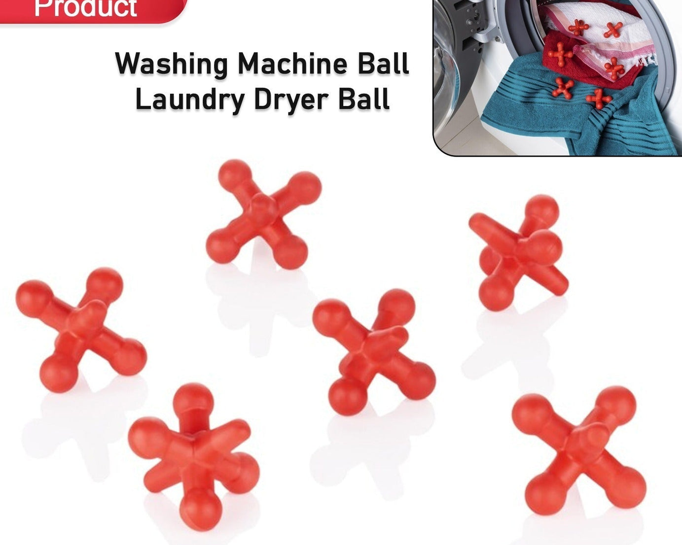 12533 Reusable Eco-Friendly Laundry Washing Balls for Washing Machine, Laundry dryer Ball (6 Pc Set)