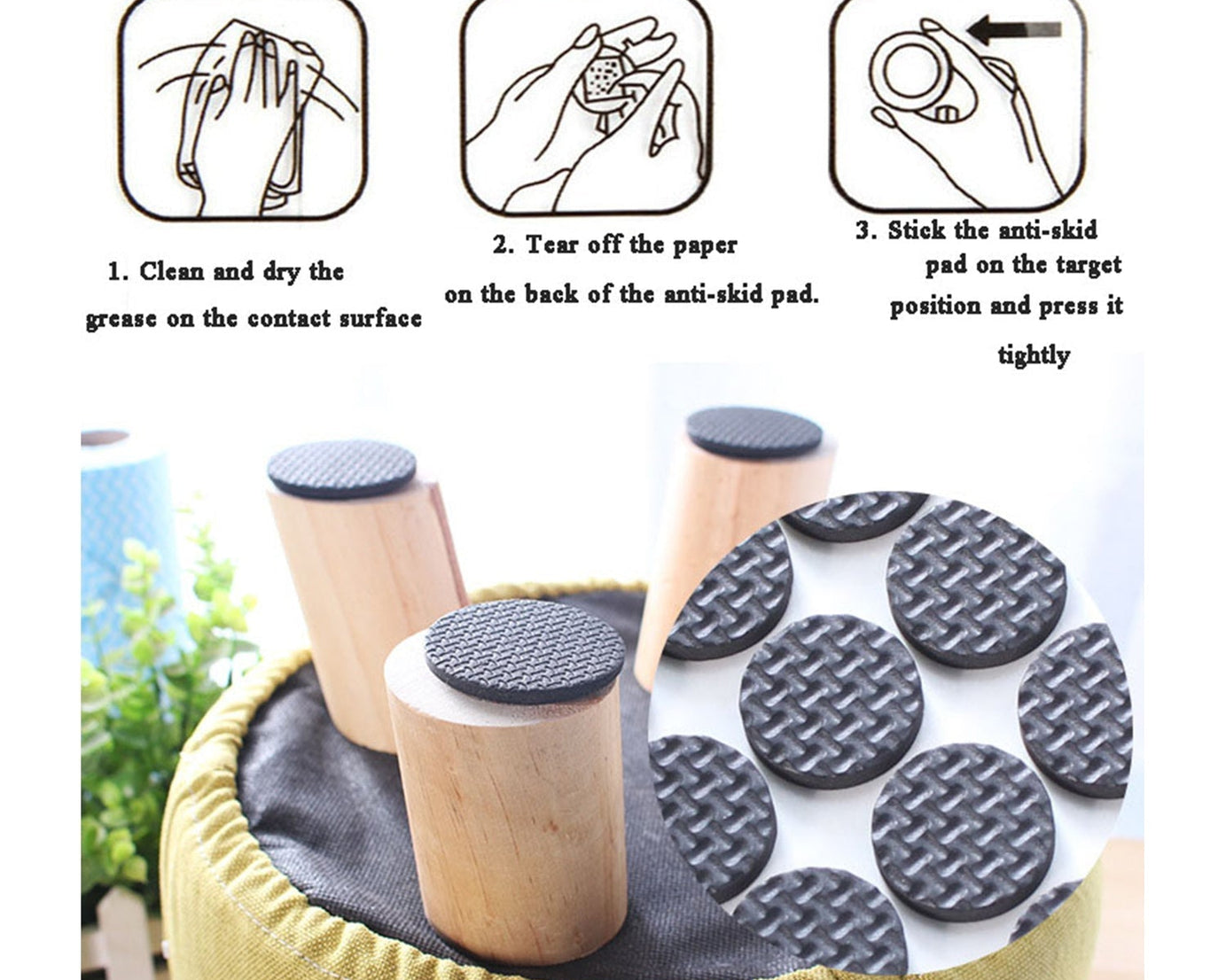 28 pc Rubber furniture Pads Self Sticking Non Slip Furniture Noise Insulation Pads