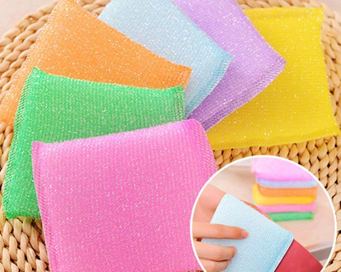 Scratch-proof scrubber pads for kitchen, pack of 12, ideal for gentle cleaning.