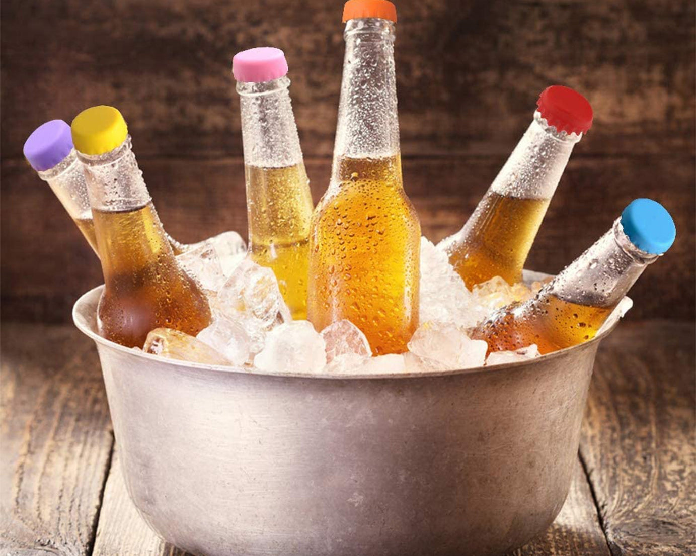 Caps on soda bottles