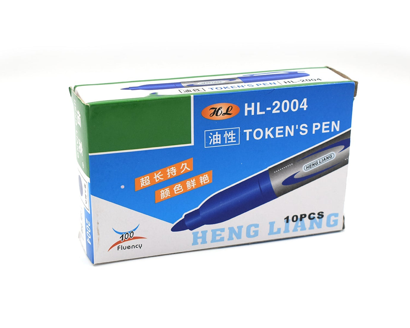 Durable blue markers and pens for students and teachers.