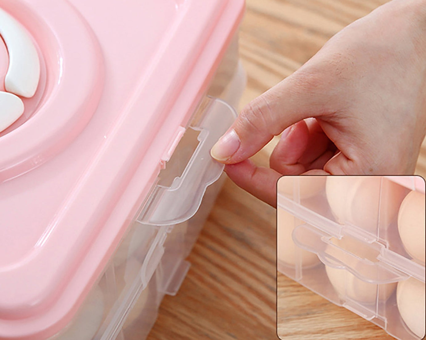 Plastic egg storage box with 36 grids in a 3-layer design, perfect for refrigerator use