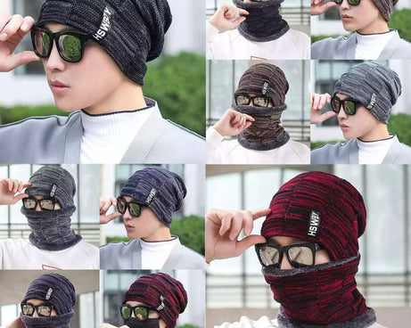 Ultra Soft Unisex Woollen Beanie Cap Plus Muffler Scarf