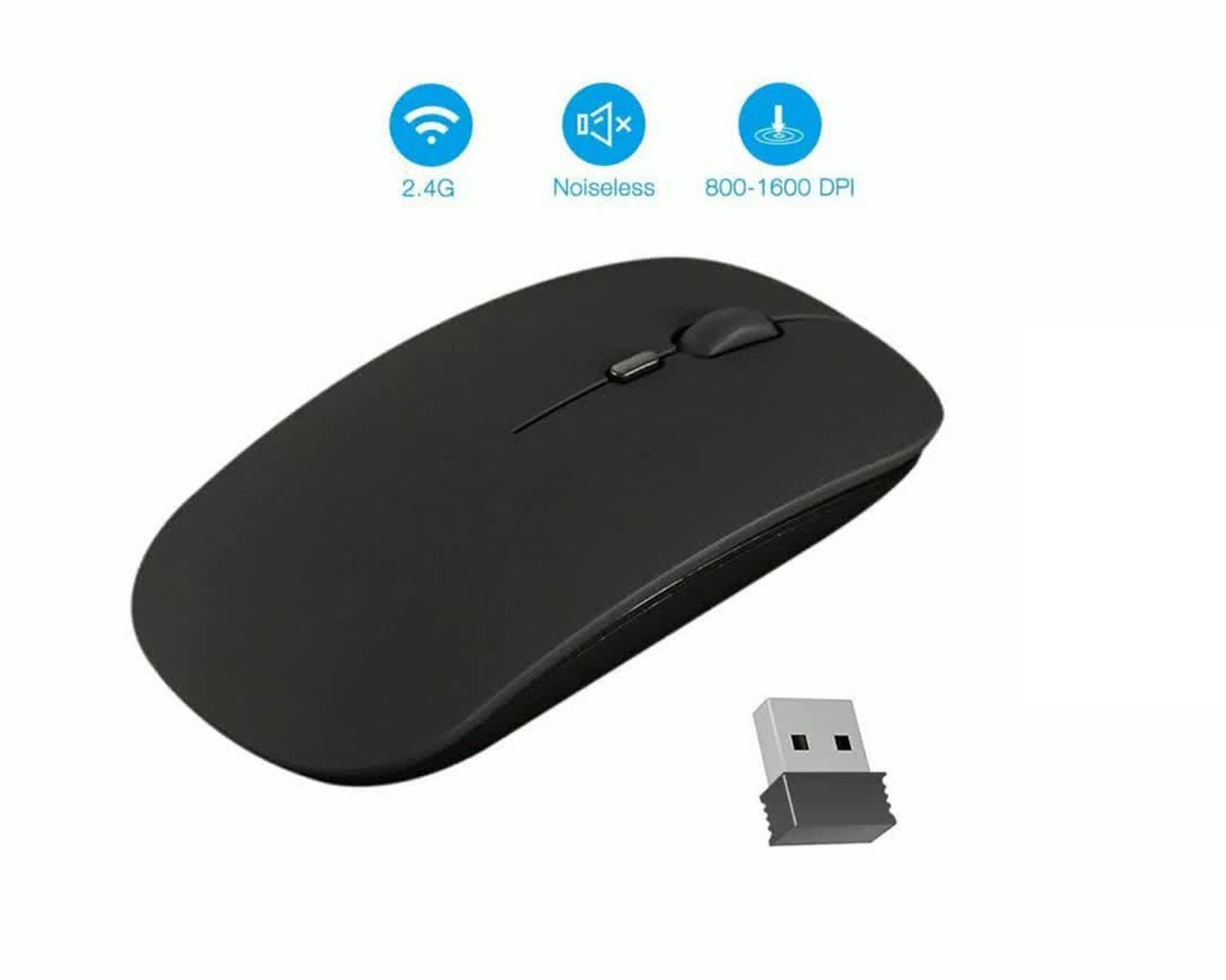 Ergonomic wireless mouse for computers and iPads, modern look.