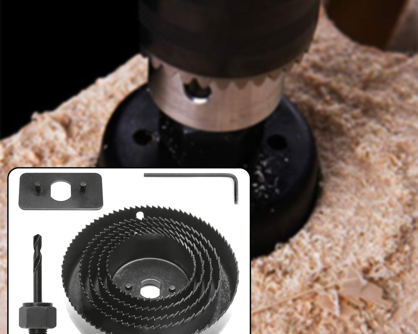 Carbon arbored hole saw set with labels