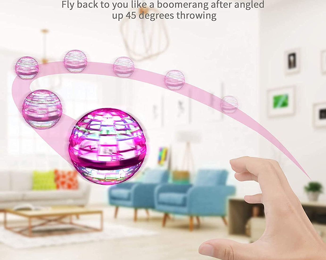 Flying Ball Toys, USB Rechargeable Built-in RGB Lights 360°Rotating Magic Controller, Flying Orb Ball Boomerang Mini Pro Spinner Blastoise Toys