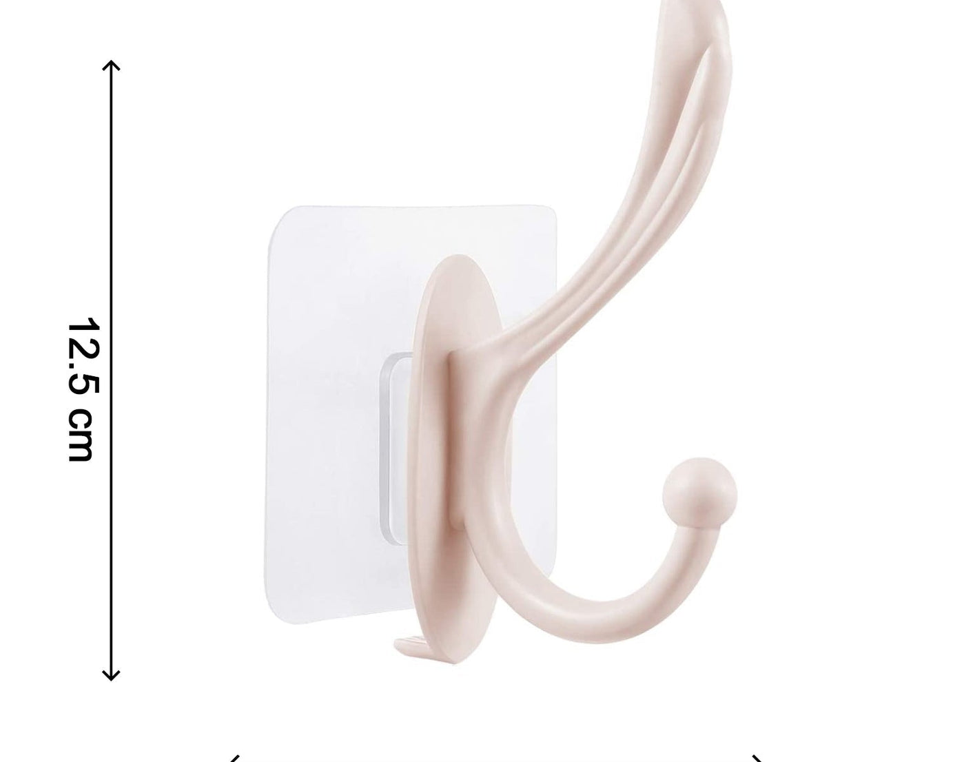 Plastic self-adhesive wall hook, versatile use.