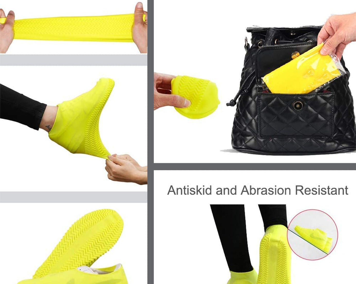 Silicone shoe covers for rain with non-slip feature