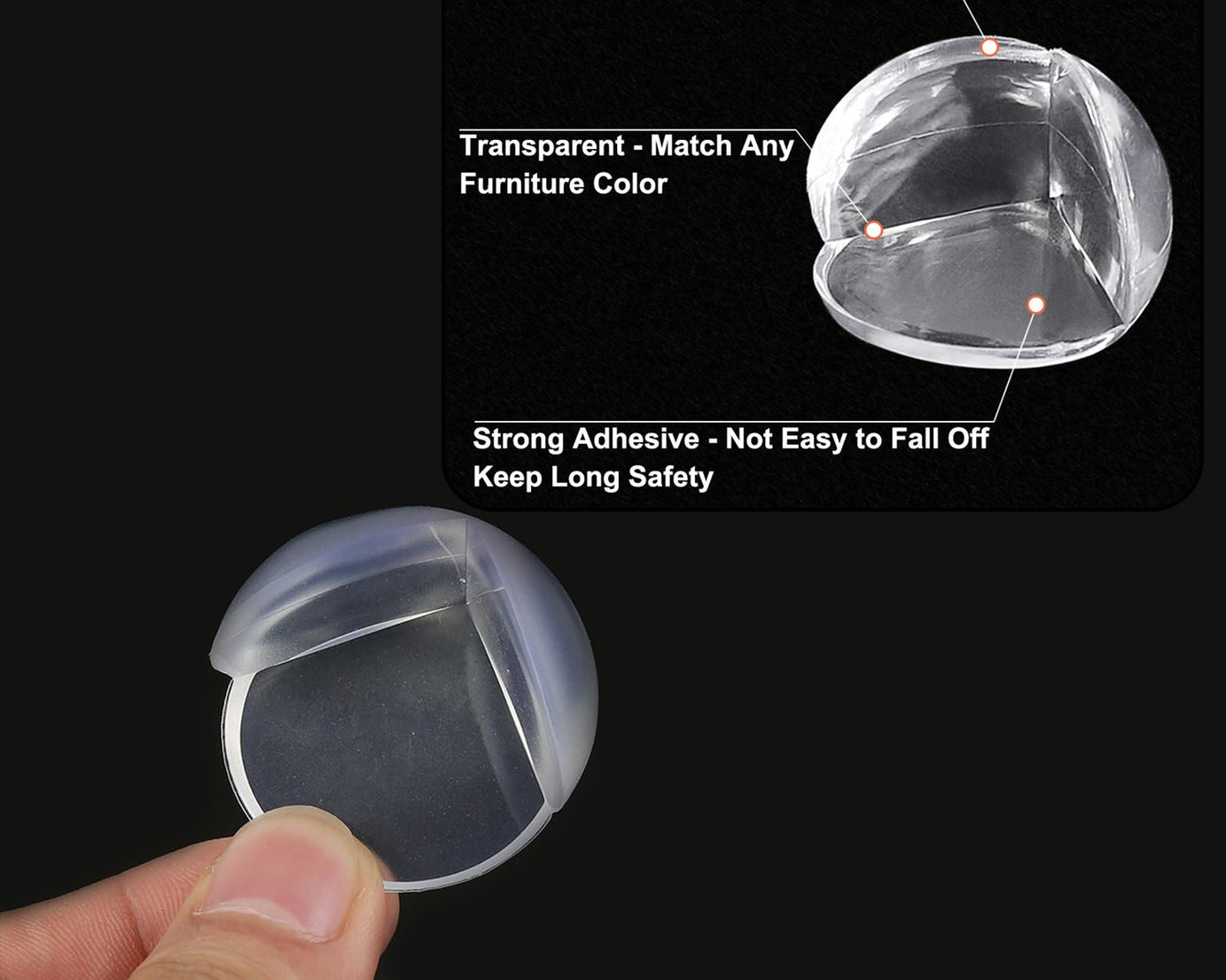 Transparent corner protectors with strong adhesive, 4-pack for protection.