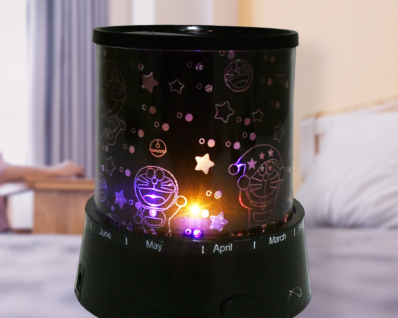 LED Projector Night Light Amazing Lamp, 3 Battery operated lamps, Rotation With the music Function, Master for Kids Bedroom Home Decoration Night Romantic Gift (Battery Not Included / 1 pc)