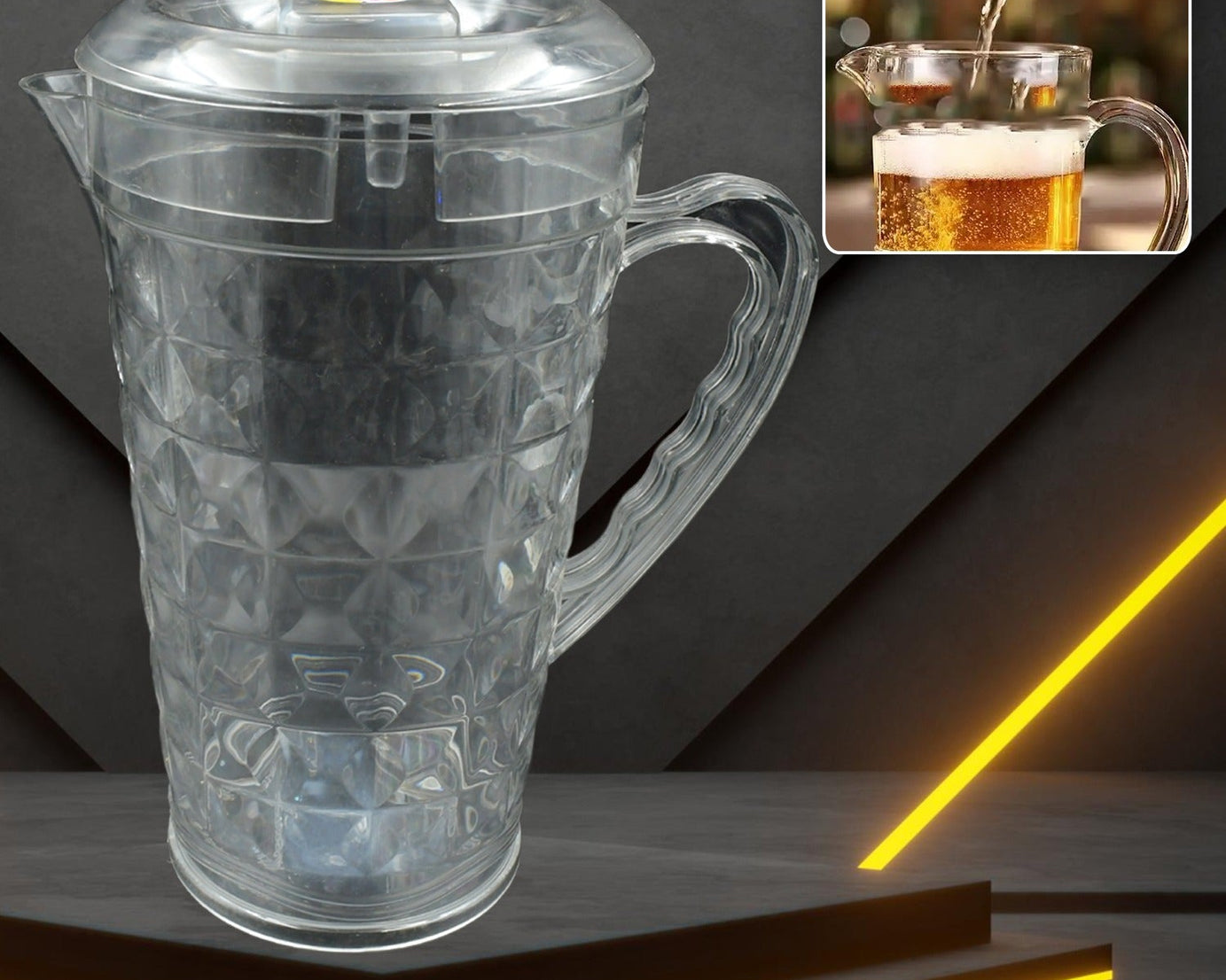 3692  Mocktail Pet Jug  Plastic Jug With lid, Drinking Beverage Jag, Transparent Tableware  Reusable BPA Free, Plastic Water jug for Home use, Perfect for Home, Restaurants