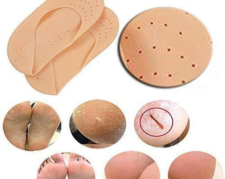 Silicone gel socks designed to prevent cracked feet.