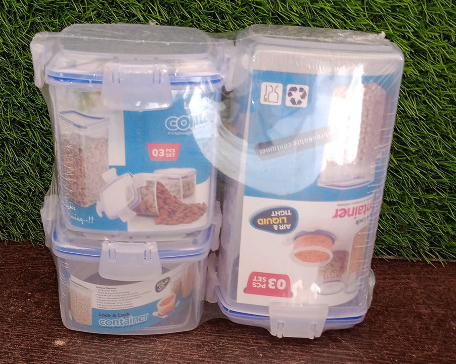 Rectangle Food Storage Containers: Airtight, Leak-Proof Lids (3-Pack, Clear ABS)