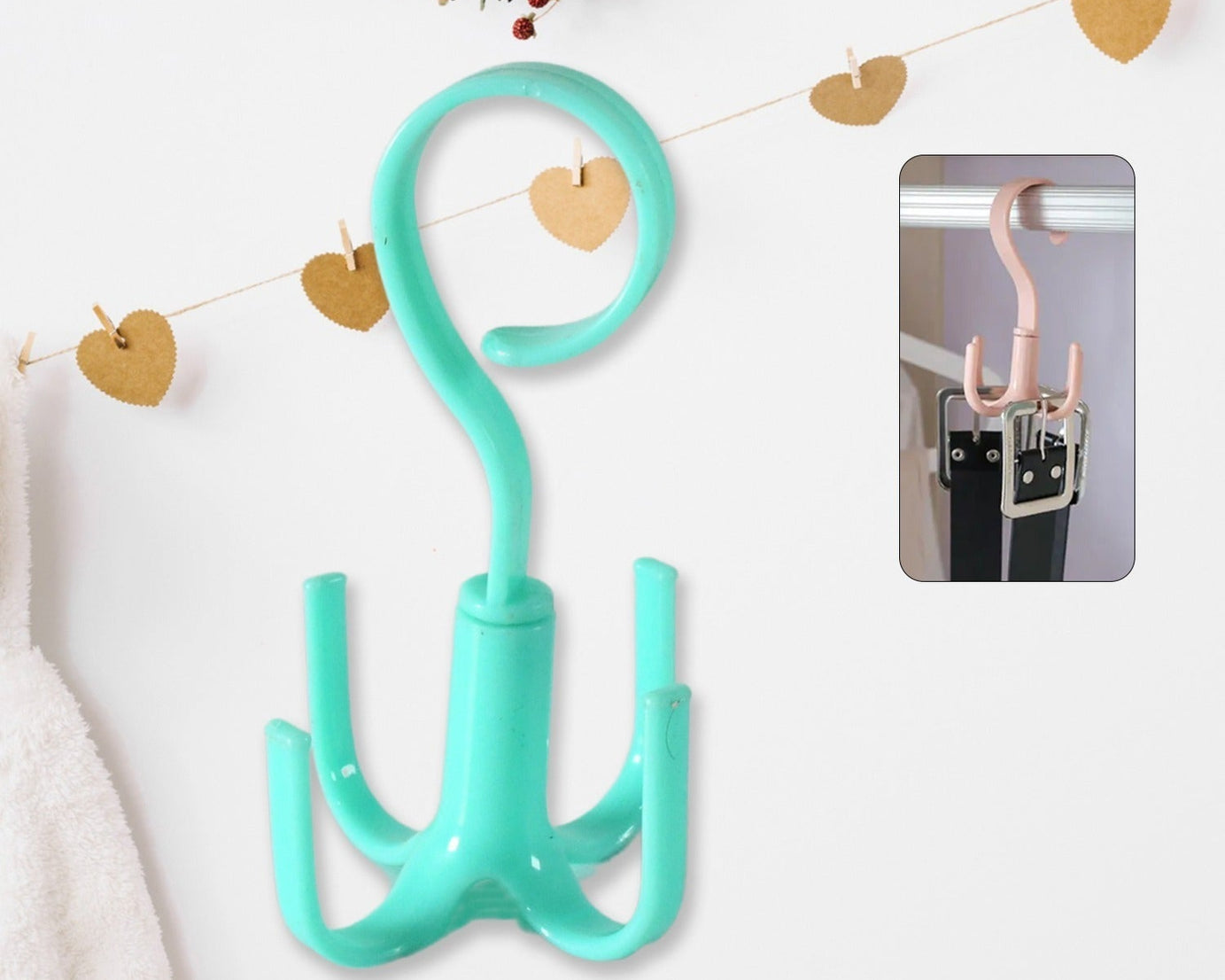 Rotatable handbag hanger with 4 claws.