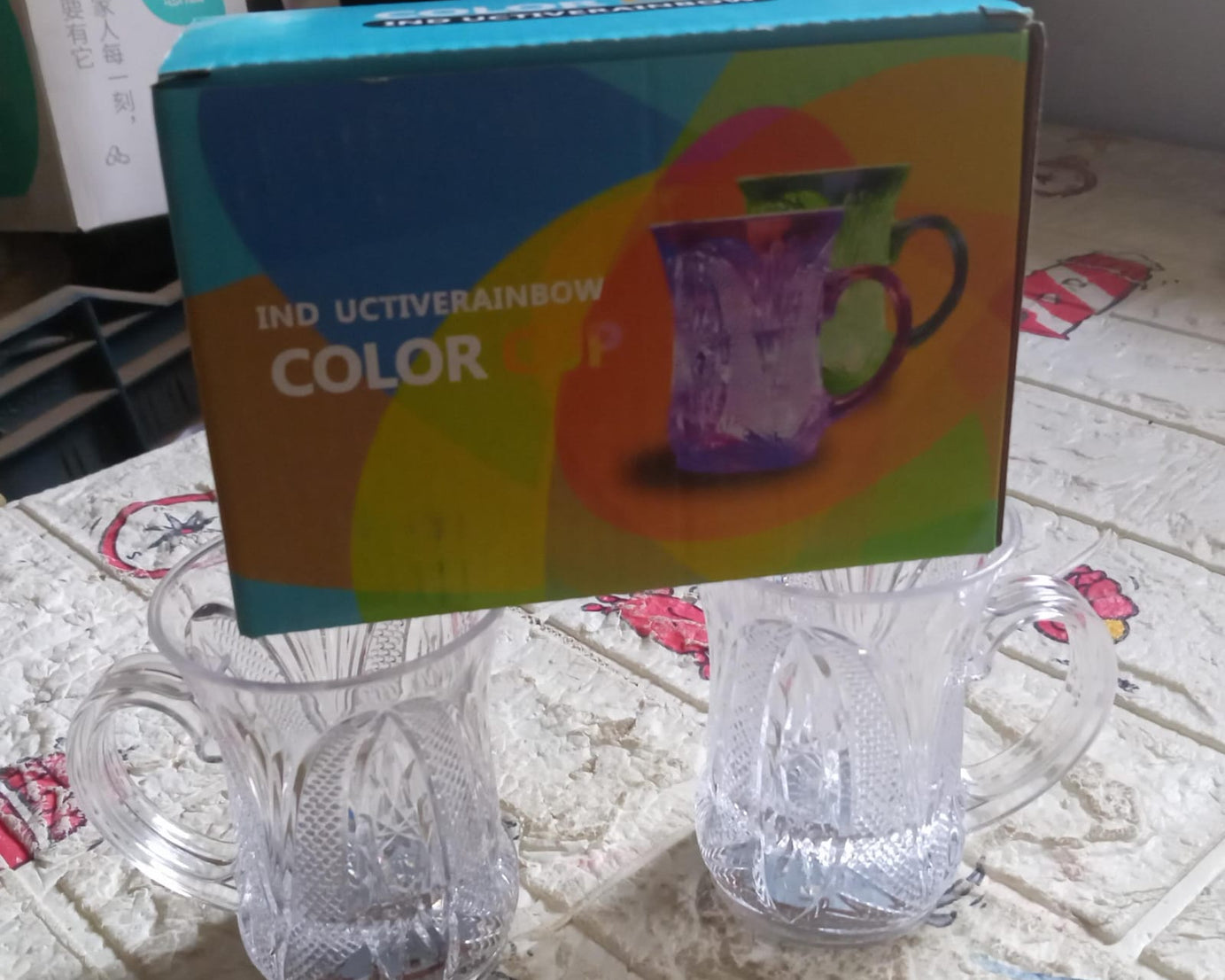 4727 Flashing Cup LED Water Sensor Light up Cup with Handle for Home Kitchen Fun Luminous Water Cup, Party / Birthday / Nightclub / Christmas / Disco Entertainment Cup (2 Pcs Set)