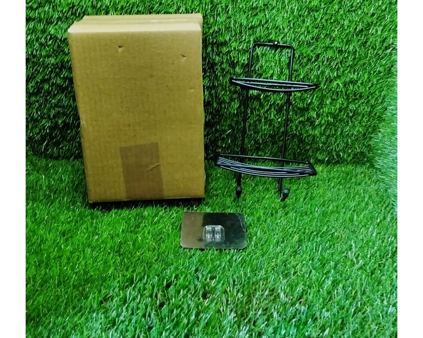 High-quality stainless steel soap rack with two layers for bathroom use.