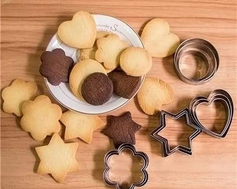 Variety of stainless steel cookie cutters for baking