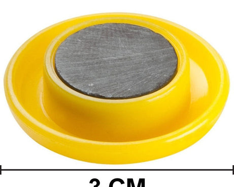 Assorted board magnets, different colors.