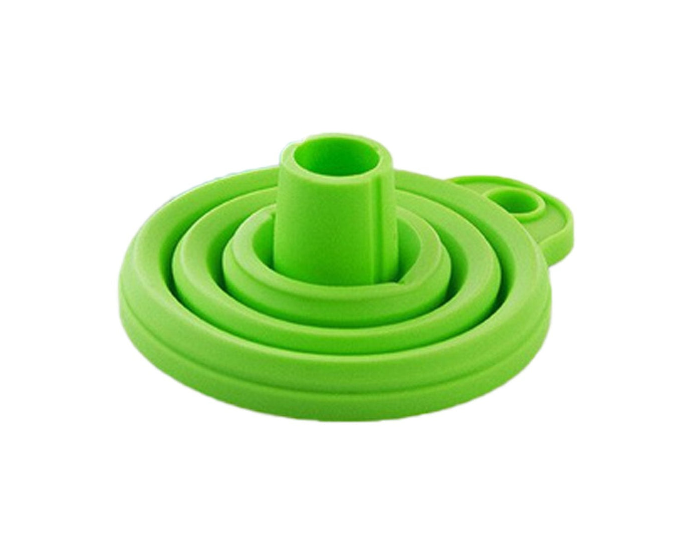 Flexible silicone funnel for kitchen use.
