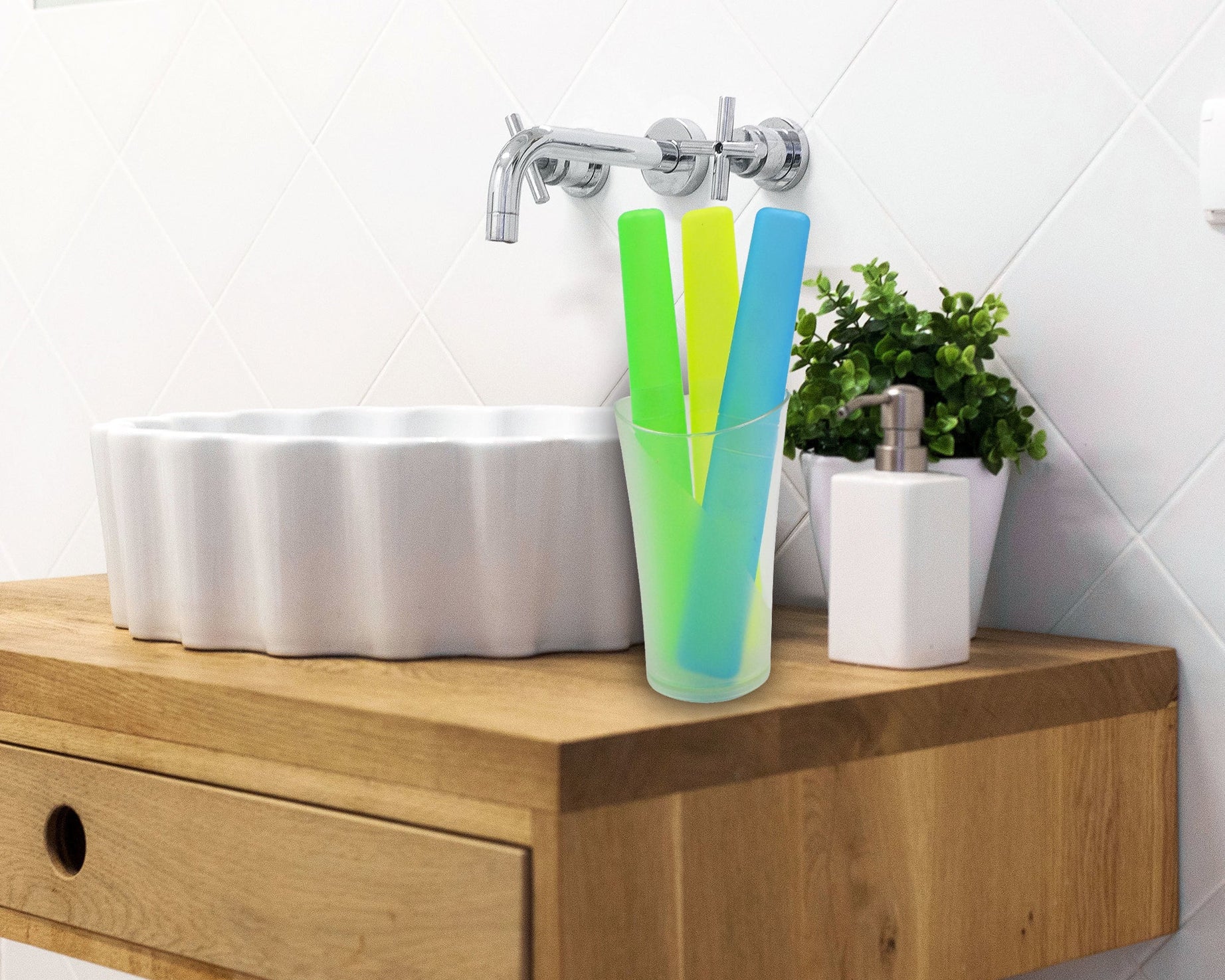 Pack of four toothbrush holders.