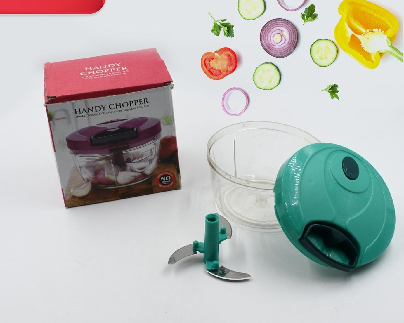 Handy Mini Plastic Vegetable Chopper Cutter, Onion Chopper Vegetables for Kitchen Accessories with 3 Blades