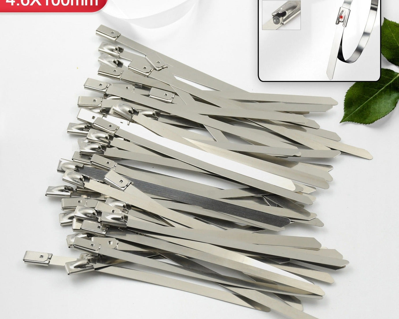 Stainless Steel Cable TIE Used for Solar, Industrial and Home Improvement Multipurpose HIGH Strength, Self-Locking Zip Ties, Multi-purpose Tie, Portable Rustproof 100Pcs Wide Application Zip Tie Set for Building (4.6x100MM /  100 pcs Set)