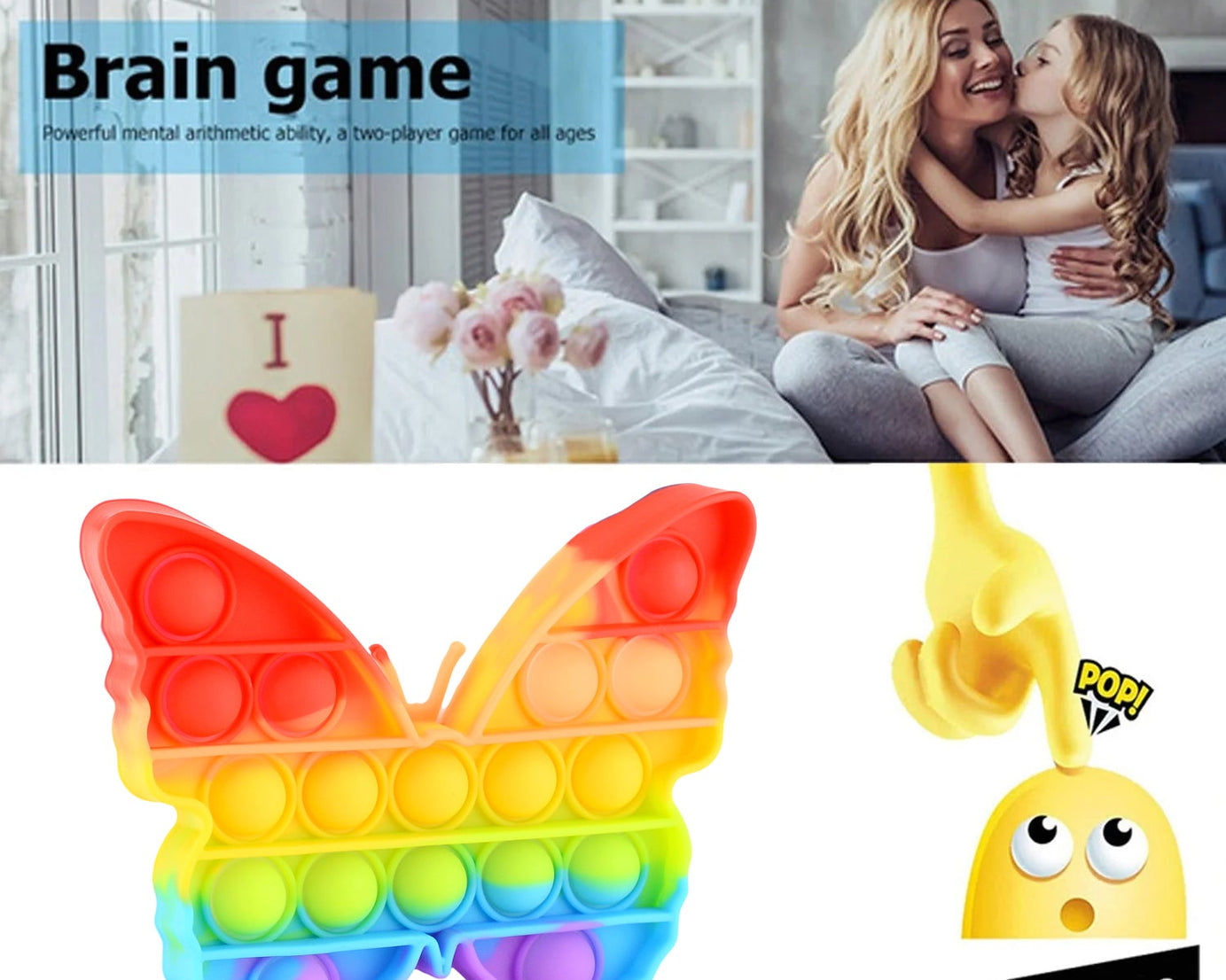 Pop Fidget Toy Push Pop Bubble Fidget Sensory Toy for Kids and Adults Fidget Popper Stress Reliever Sensory Fidget Poppers (Butterfly & Car Shape / 1 Pc)