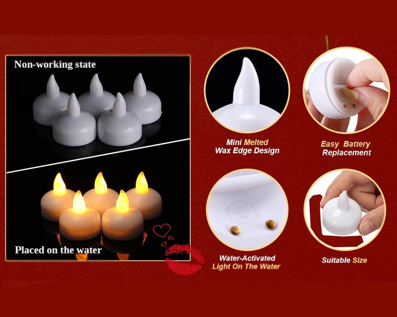 Floating candles in transparent box for weddings