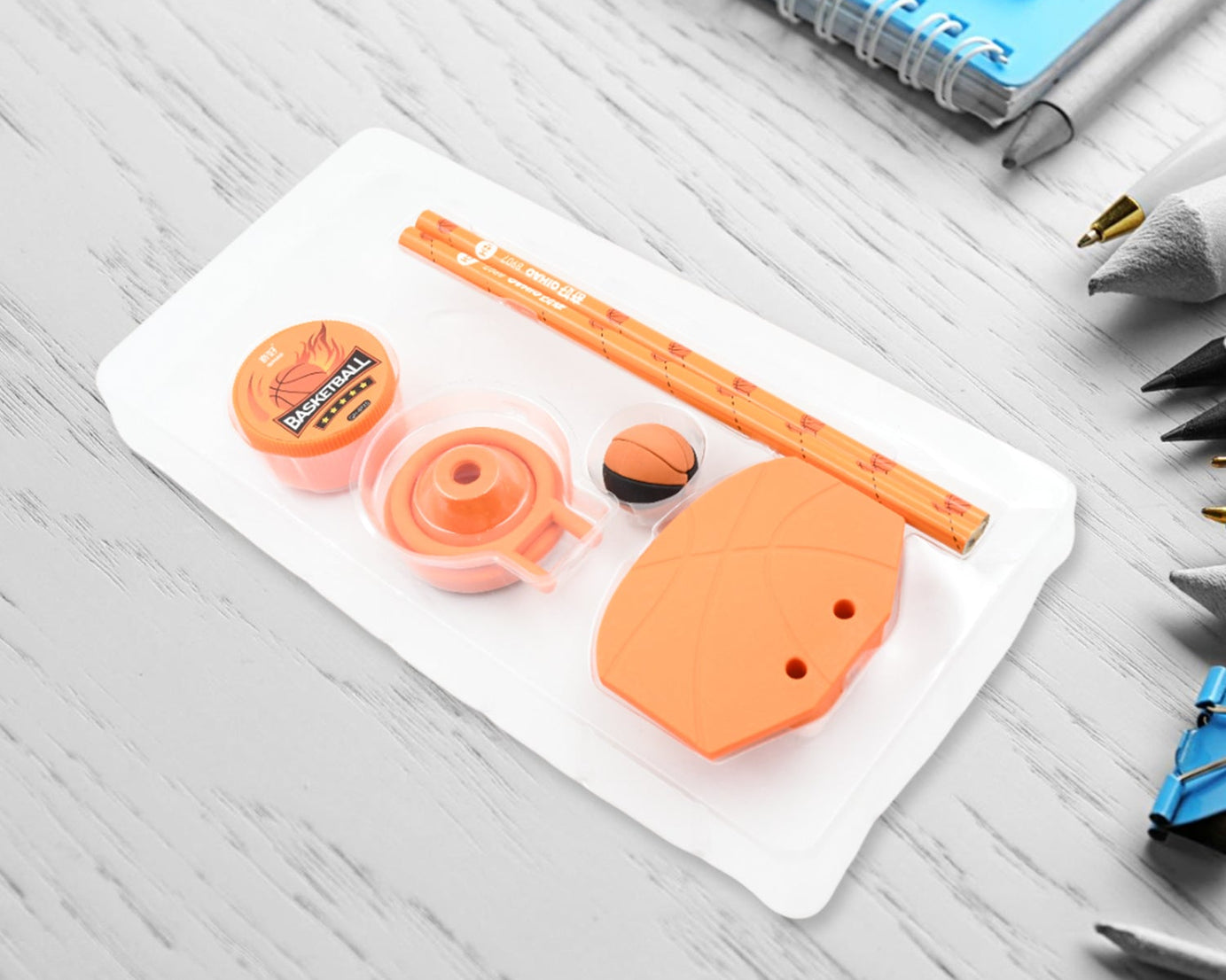 Stationary Kit Football & Basketball Theme Stationary Set For Kids, Pencil, Sharpener, Eraser Set For Kids, Boys & Girls, Birthday Return Gift Stationary Set