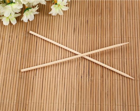 Bamboo skewers for grilling with a polished surface.