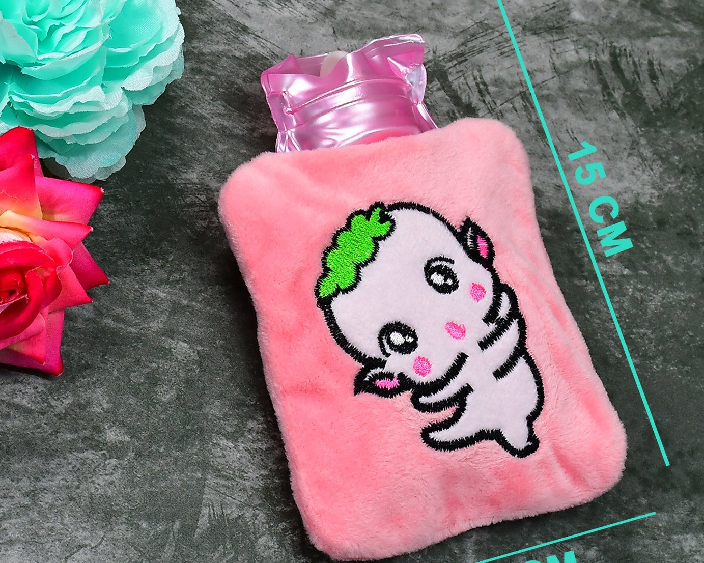 6532 Pink Cartoon small Hot Water Bag with Cover for Pain Relief, Neck, Shoulder Pain and Hand, Feet Warmer, Menstrual Cramps.