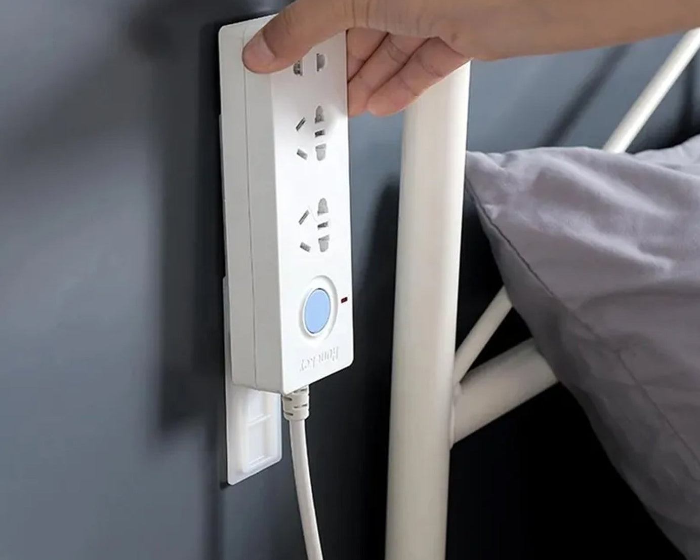 Self Adhesive No Hole Wall Mount, Reusable, Non Residue Plug Organizer  For Home Office & Multiuse Device