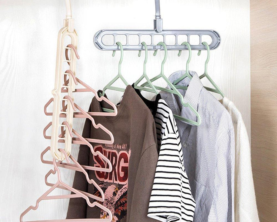 9 Hole Plastic Hanger Hanging hook Indoor Wardrobe Clothes Organization Storage Balcony Windowsill Suit Racks