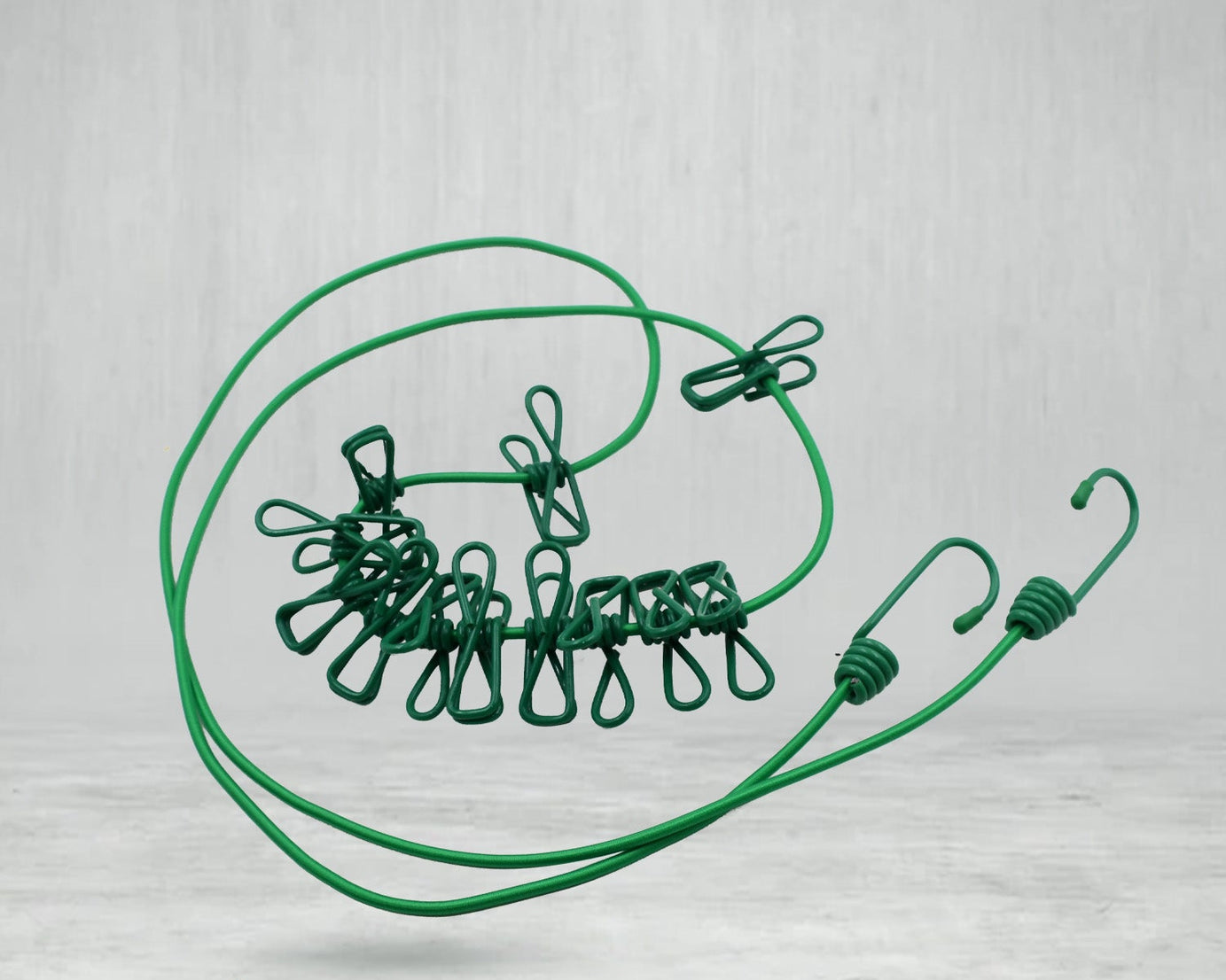 Elastic Cloth Drying Rope with 12 Metal Clip Portable Clothes line For Home & Travel