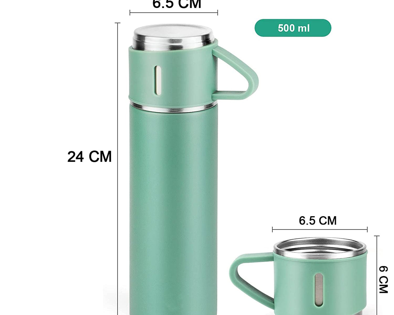 Customized/Personalized Stainless Steel Water Bottle Vacuum Flask Set With 3 Steel Cups Combo | Gifting Custom Name Water Bottle | Gifts for boyfriend/Girlfriend/Employee | 500ML |