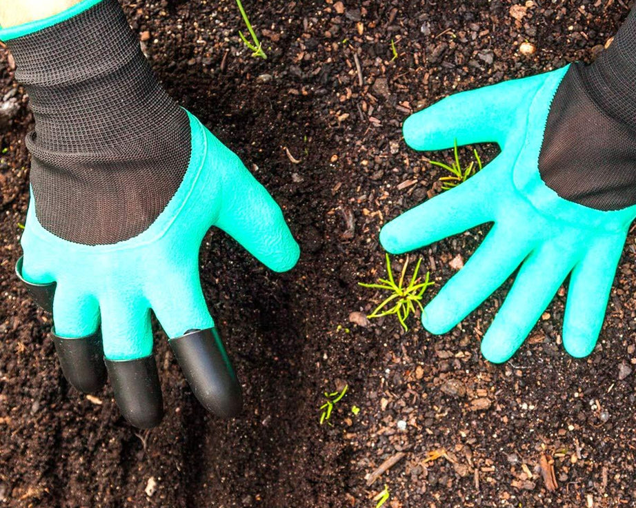 Gardening gloves with colorful patterns.
