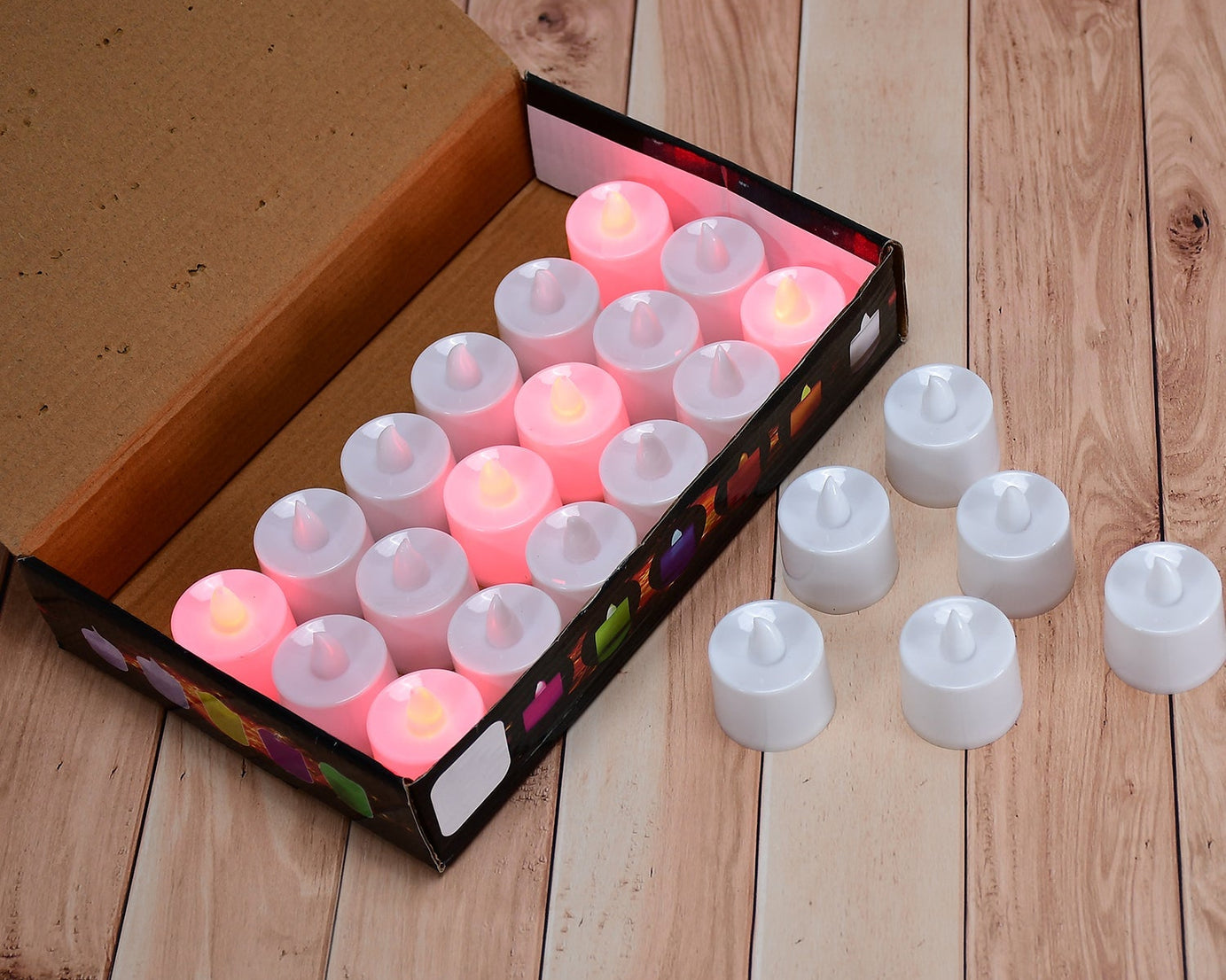 Red LED tealight candles pack of 24